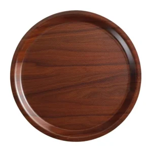 Plateau rond stratifié Mykonos noyer 38 cm | Cambro - DM798 Authentique