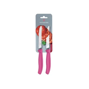 Set de couteaux à tomates et de table dentés 11cm roses (lot de 2) | Victorinox - CU555 En Vogue