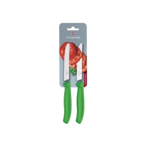 Set de couteaux à tomates et de table dentés 11cm verts (lot de 2) | Victorinox - CU554 Prix Cassé
